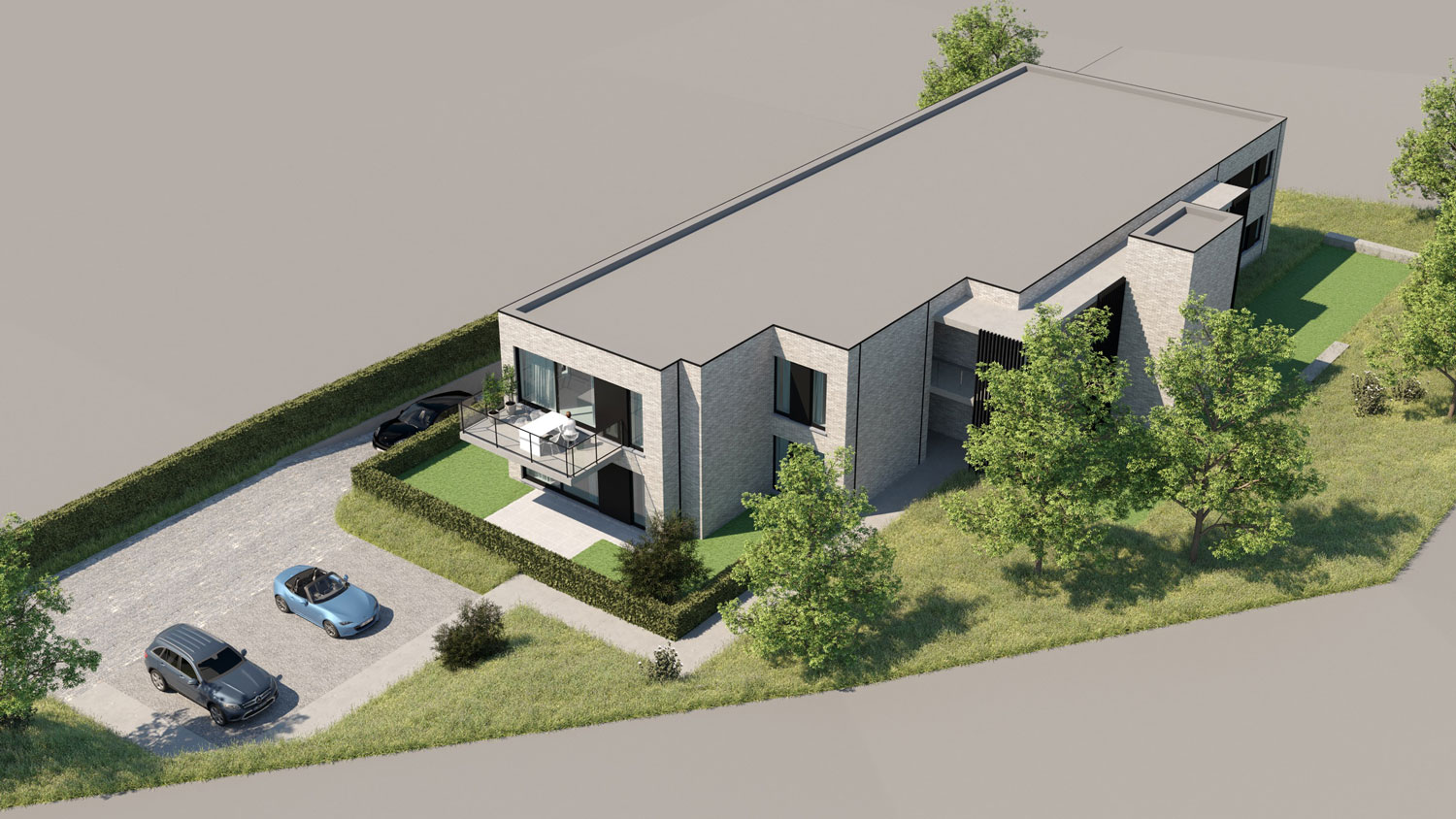 Render bovenkant hedendaags-moderne residentie