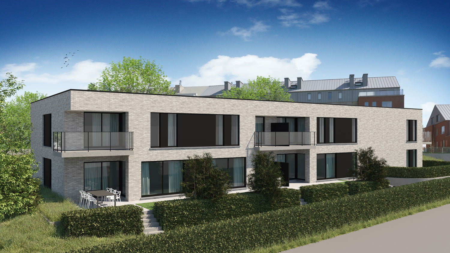 Render voorkant hedendaags-moderne residentie