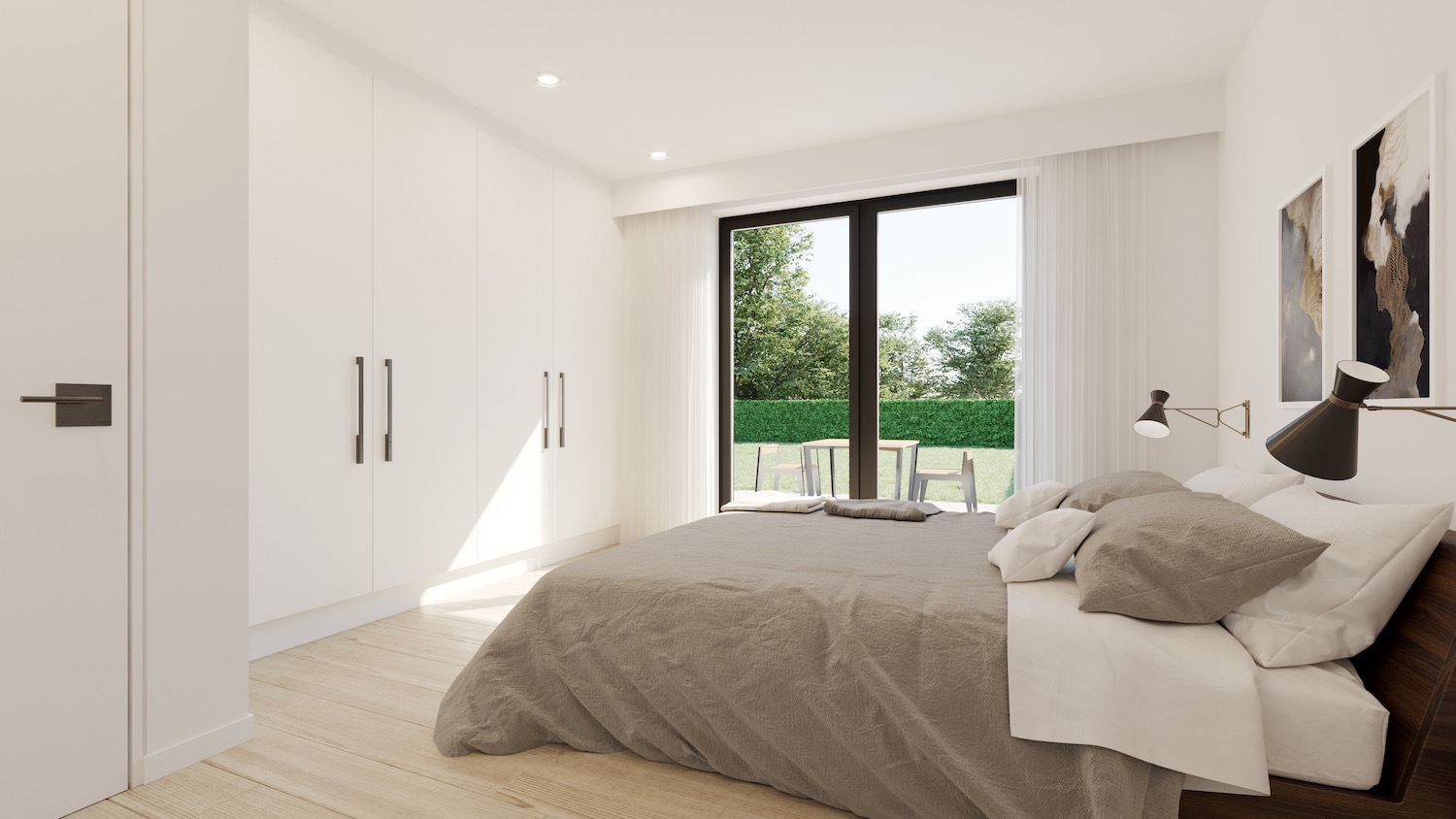 Render slaapkamer strakke nieuwbouw residentie