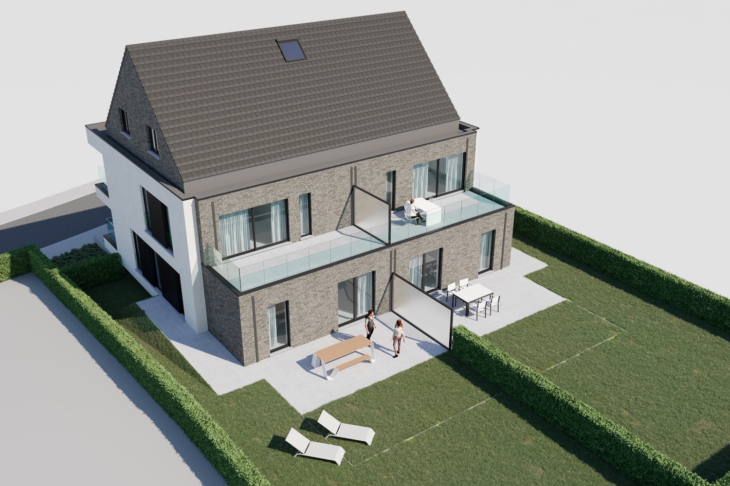 Render bovenaanzicht strakke nieuwbouw residentie