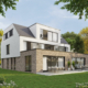 Render achterkant met terras hedendaags-moderne nieuwbouw appartementen