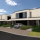 Render voorkant strakke halfopen bebouwing