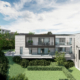 Render achterkant strakke Residentie Dr.Roossens in Roosdaal