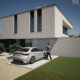Render voorgevel strakke nieuwbouw in Koksijde