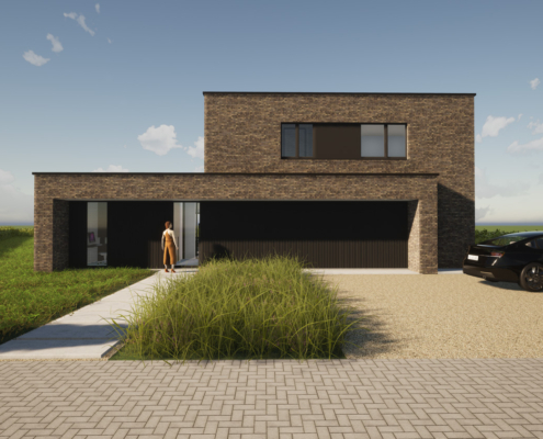 Voorgevel hedendaags-moderne villa