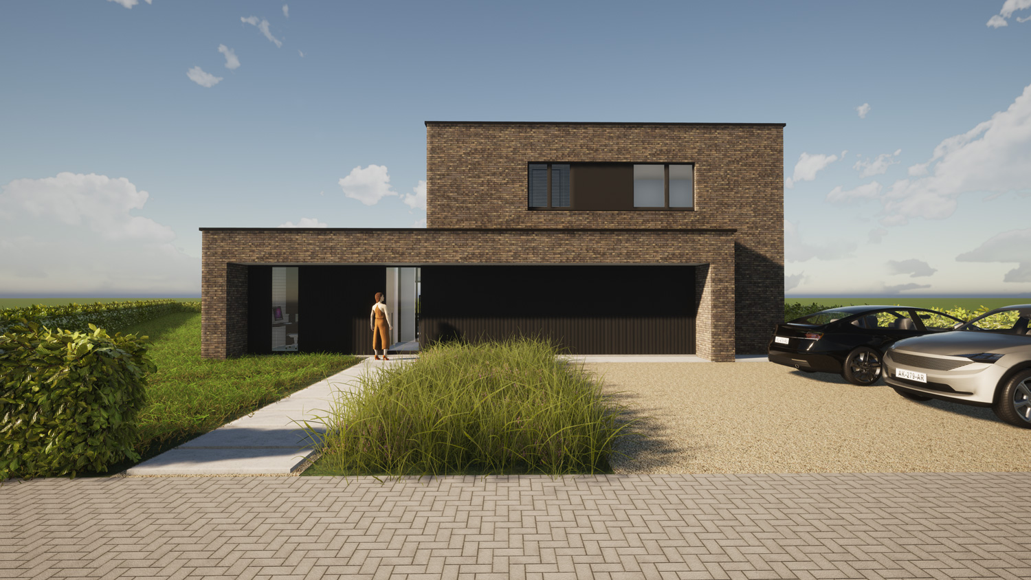 Voorgevel hedendaags-moderne villa