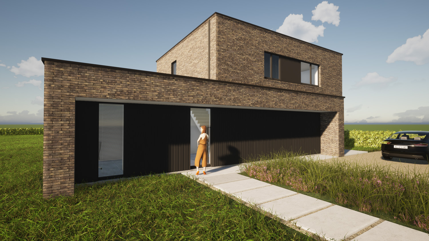 Voorgevel hedendaags-moderne villa